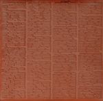 Antoni Starczewski, Teksty skreślane, czteroszpaltowe (tx r - dla Sławka), 1998, glinka wypalana na czerwono, 13,5 x 14 cm