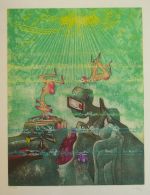 Roberto Matta, z cyklu Hom-Mere-l’Eautre, 1975, kolorowa litografia na papierze Japon nacré, 49 x 37,5 cm