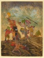 Roberto Matta, from the series Hom'mere Chaosmos, 1974, colored lithography on Japon nacré paper, 49 x 37.5 cm