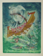 Roberto Matta, z cyklu Hom-Mere-l’Eautre, 1975, kolorowa litografia na papierze Japon nacré, 49 x 37,5 cm